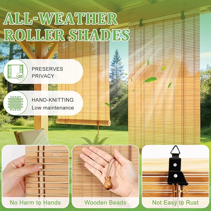 Bamboo Blinds 36x48 inch Bamboo Roman Shades - Image 2