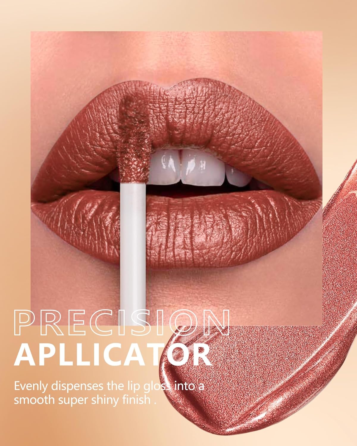 MAKI YIKA Metallic Lipsticks Long Lasting Brown Lipstick for Women, High Shine Glitter Lipstick No Smudge Transferproof iquid Lip Gloss (BR09 Celebration)