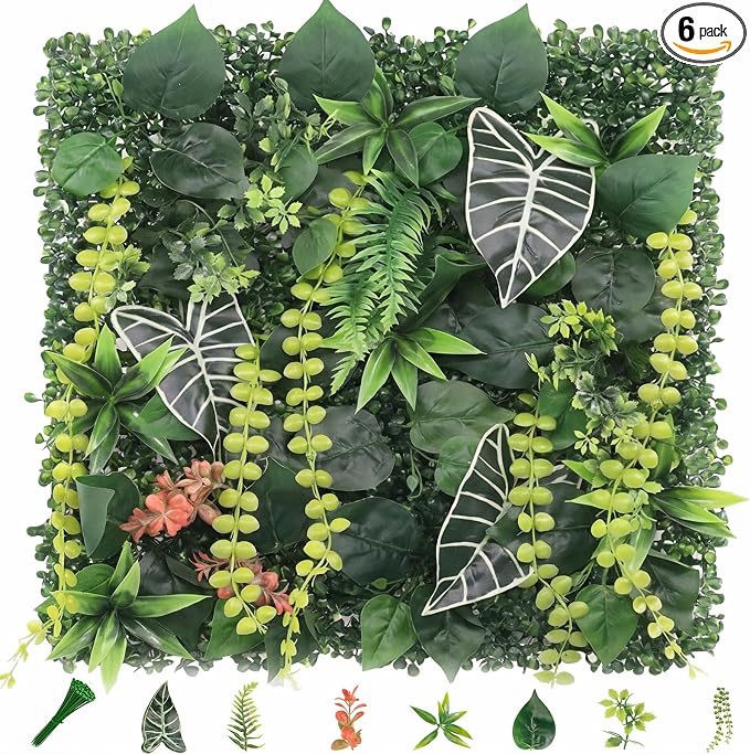 6 Pack 20"x20"Grass Wall Panels-Artificial Boxwood Panels by Unknown