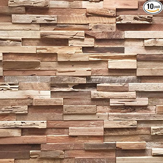 Wall!Supply 3D Wall Panels – Reclaimed Rustic Asian Teak Wood – Home Decor by WallSupply