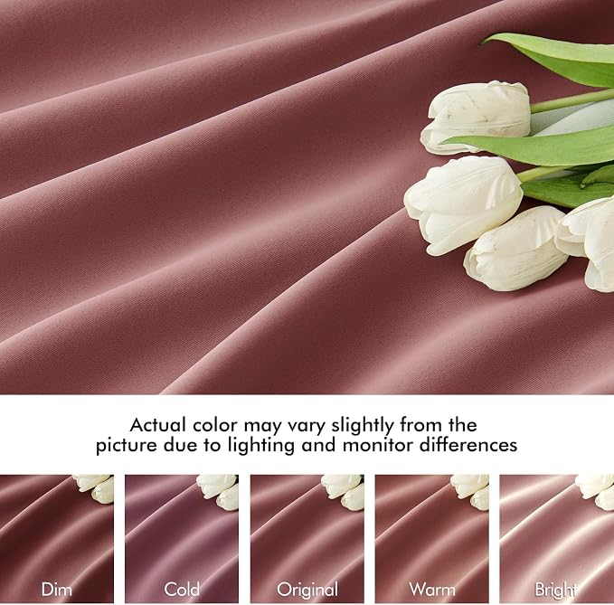 MIULEE Dusty Rose Back Tab Blackout Curtains 120 Inch Long 2 Panels Set - Image 8