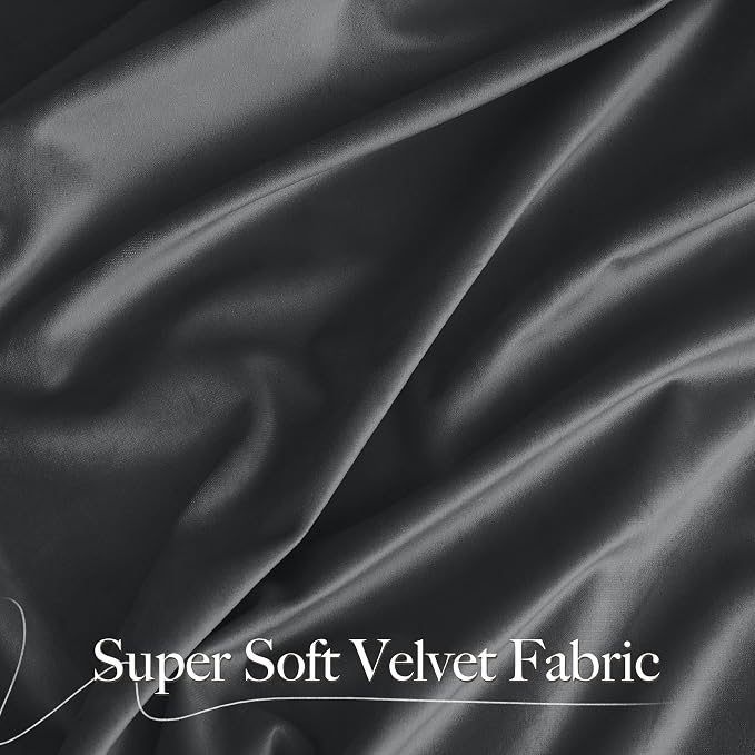 NICETOWN Grey Luxury Velvet Curtain Panels 96 inches Long 2 Panels, Home - Image 3