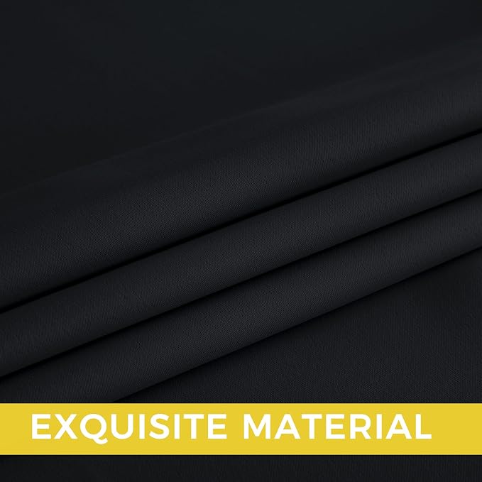 NICETOWN 95 Inch Blackout Curtains, Grommet 2 Panels Thermal Insulated Black - Image 5