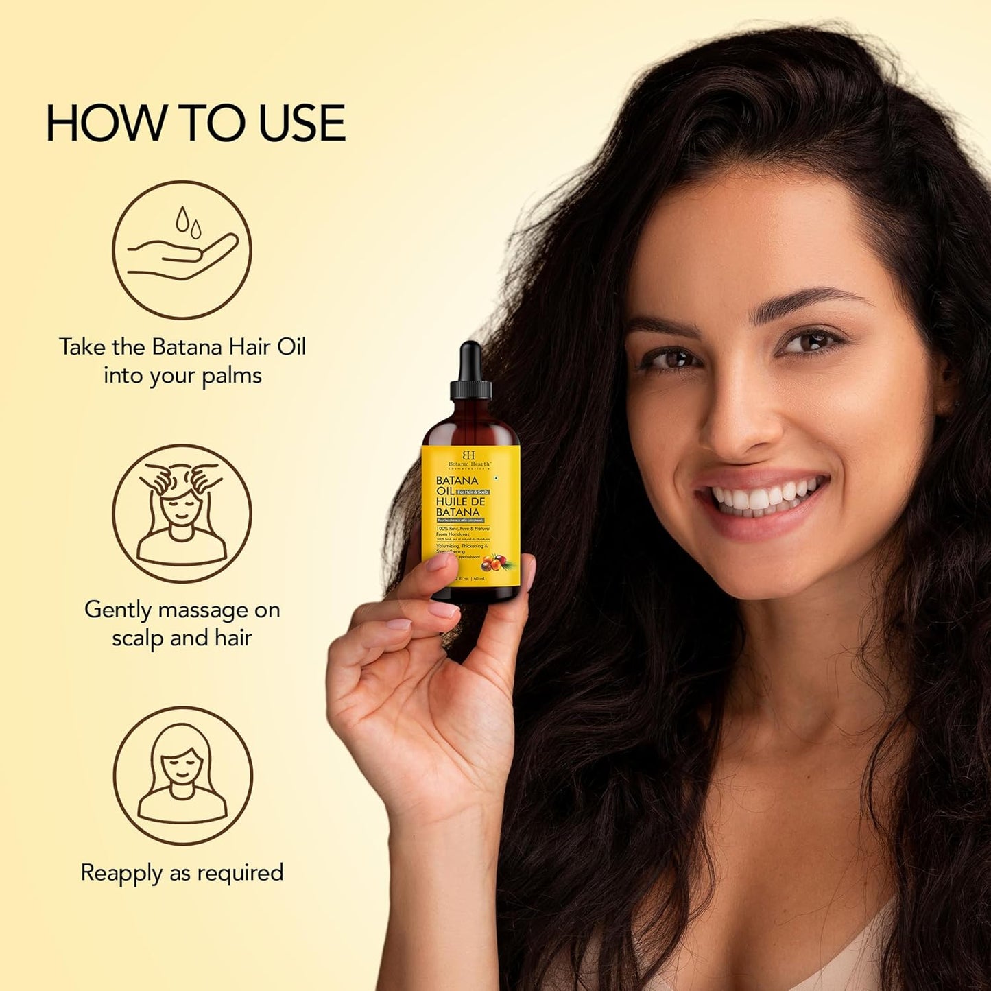 Botanic Hearth 100% Pure Batana Oil for Hair Growth- Weightless(Glass bottle 2 fl oz) from Honduras|Hair Oil Repairs Dry Damaged Hair, Strengthening, Healthier Hair- Hair Tonic