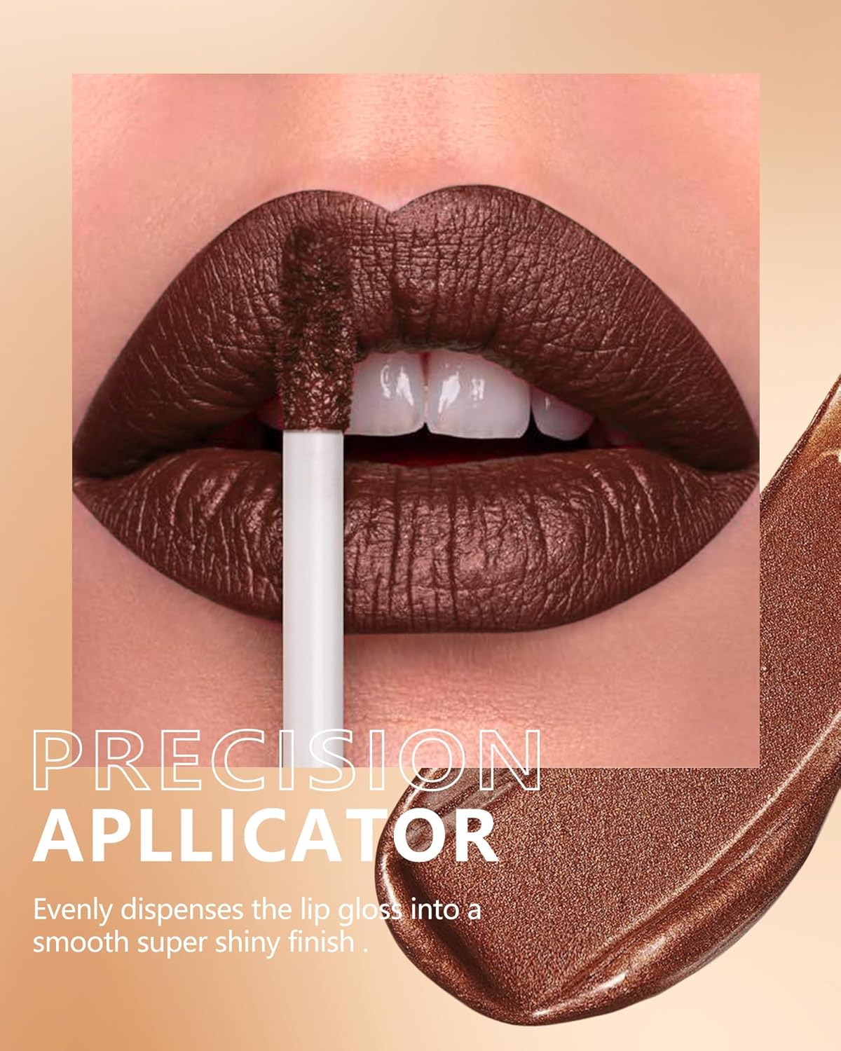 MAKI YIKA Brown Lipstick for Women Metallic Lipsticks Glitter Long Lasting Lipstick No Smudge No Transfer Liquid Lip Gloss (BR04 After Heat)