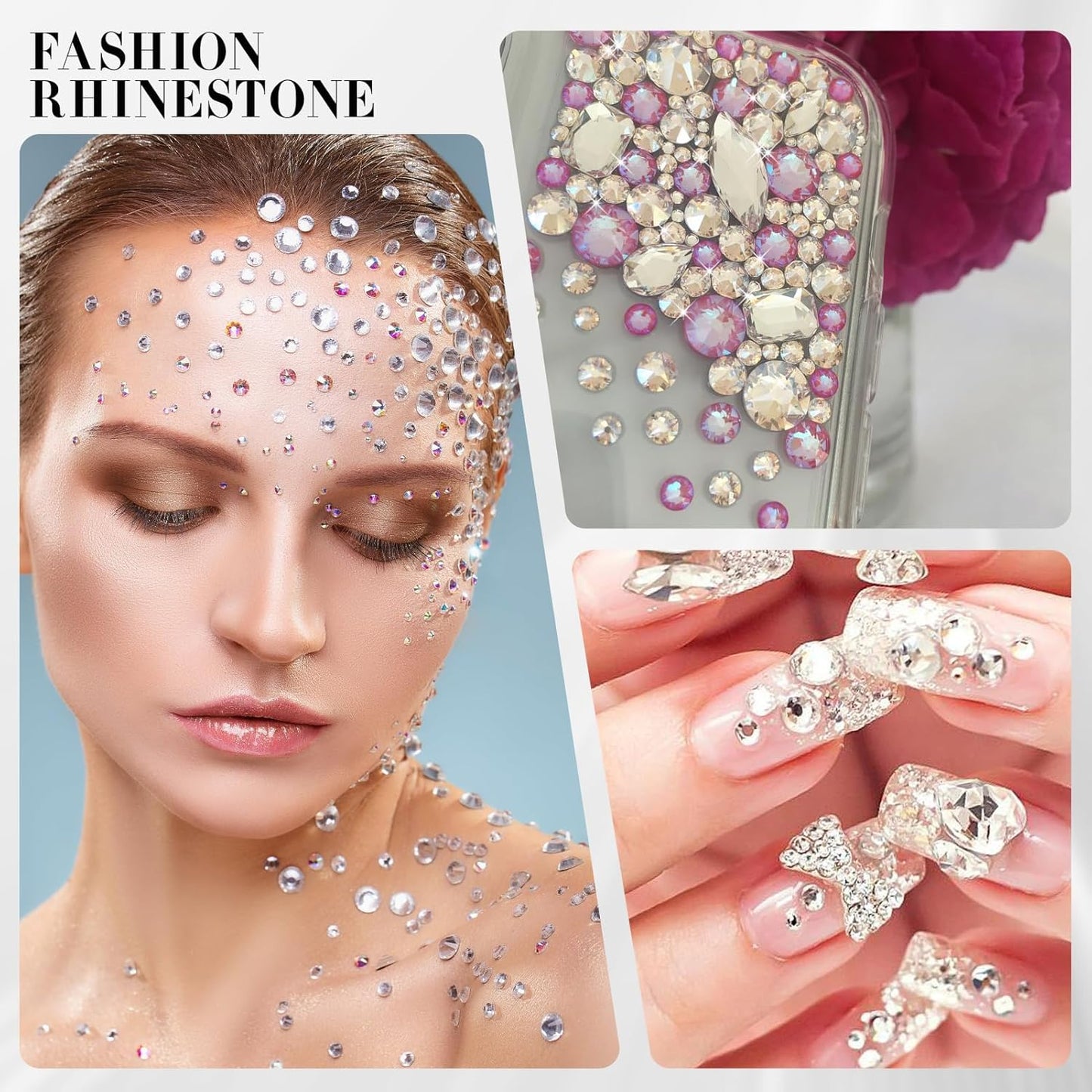 Novani 500pcs Clear Rhinestones Flat Back Round Rhinestone Style 2088 Sparkly Crystal Gemstones for Nail Art and Crafting,SS8(2.3-2.5mm