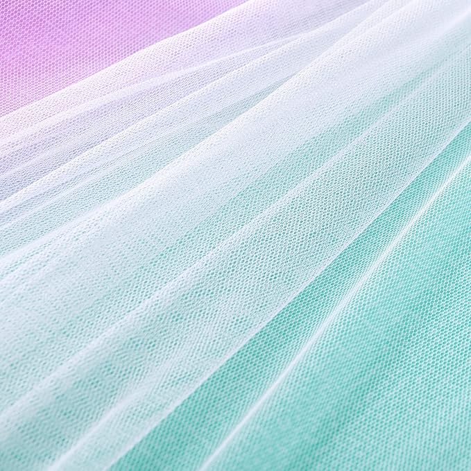 XiDi Curtains for Bedroom Decor, Rainbow PinkPuGreen-34-45 - Image 5