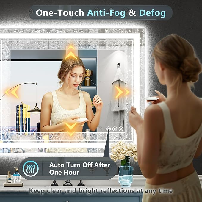 40x32 LED Bathroom Mirror with Lights, Backlit and Front Lit Anti-Fog Lighted - Image 5