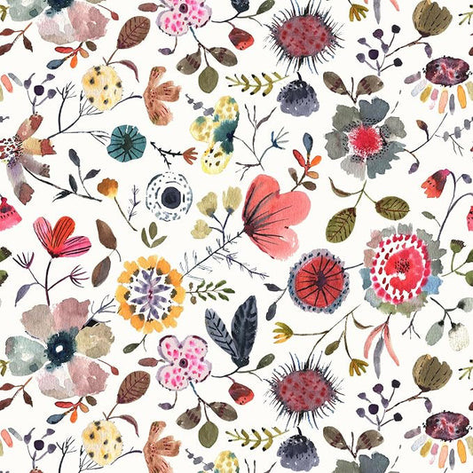 Wallpaper Peel and Stick Floral Wall Paper Removable Waterproof White/Green/Red by Vintique