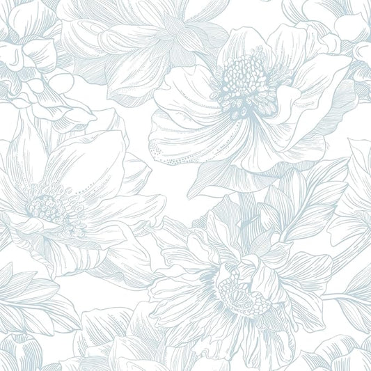 Ismoon Large Floral Peel and Stick Wallpaper Boho White and Blue Contact Paper by Ismoon