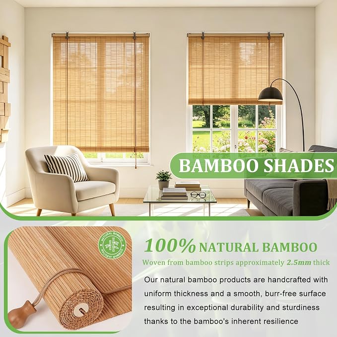Bamboo Blinds 48x72 inch Bamboo Roman Shades - Image 3