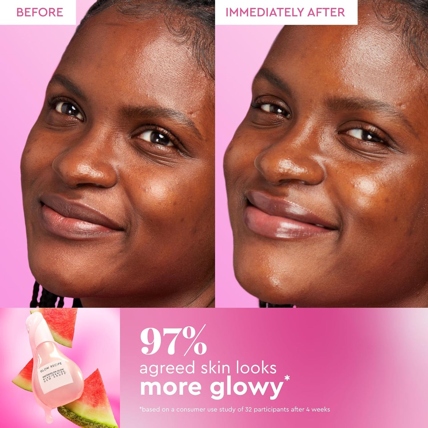Glow Recipe Watermelon Niacinamide Dew Drops - Brightening, Plumping Hydrating Face Serum, Makeup Primer + Liquid Highlighter with Hyaluronic Acid - Dewy & Glowing Korean Skin Care (80ml)