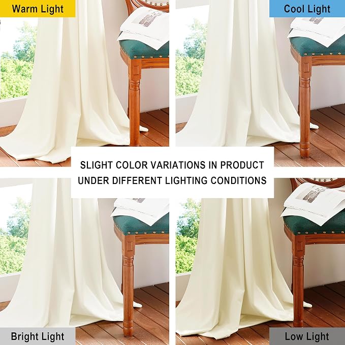 NICETOWN Ivory White Velvet Curtains 90" Length 42" Wide, Luxury and Thick - Image 4