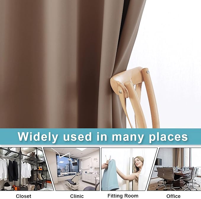 RYB HOME Extra Wide Curtains Room Divider, Privacy Partition Blackout Thermal - Image 6