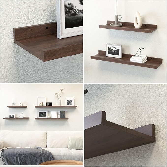 Boswillon 55.1 Inches Long Floating Shelves, 2 Set Rustic Wall Shelf - Image 4