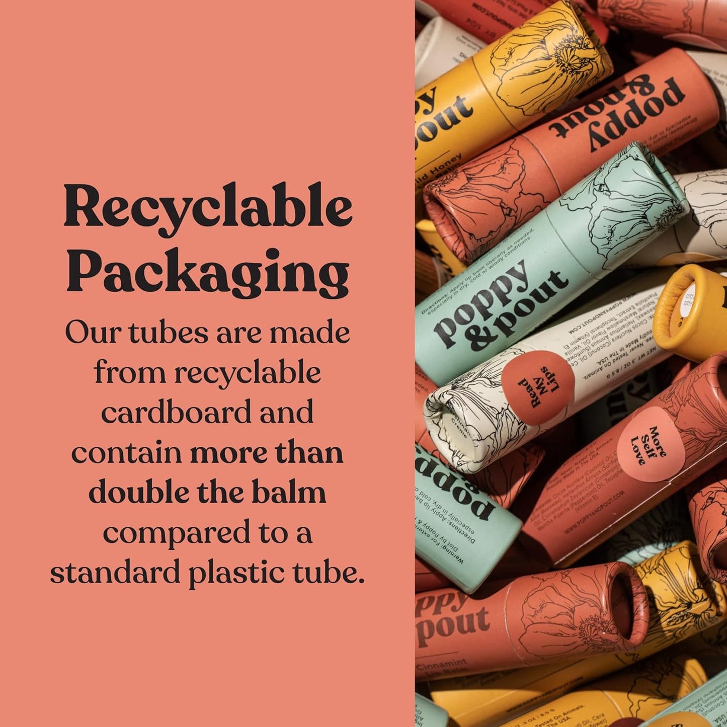 Jumbo Lip Balm Gift Set (3-Pack, Warm Flavors) | Poppy & Pout All Natural Lip Balms & Moisturizers | Hydrates with Beeswax, Vitamin E, Organic Coconut Oil | Cruelty-Free | Recyclable Cardboard Tube