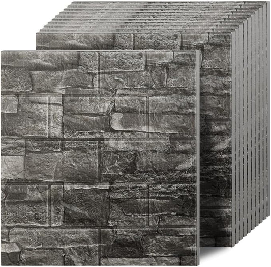 3D Wall Panels Peel and Stick in Black Grey, Faux Brick Wall Panels by Greymond