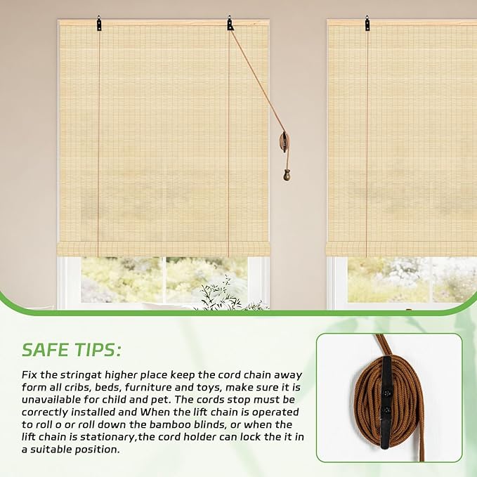 Bamboo Window Blinds, Roll Up Bamboo Blinds - Image 5