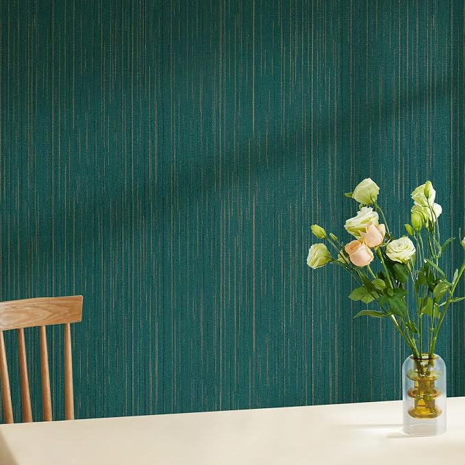 Teal Grasscloth Peel and Stick Wallpaper Texture Contact Paper 15.7" X 120" - Image 5