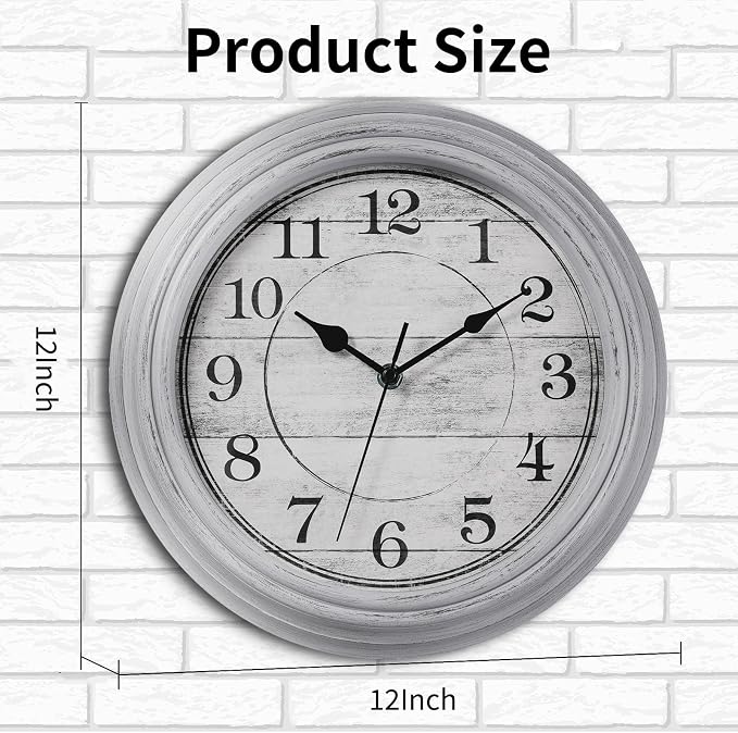 Wall Clock, 12 Inch Kitchen Decorative Wall Clock, Silent Wall Cocks Battery - Image 2