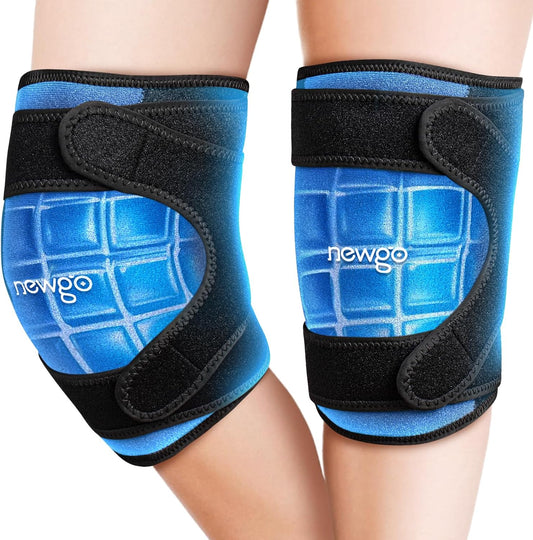 NEWGO Ice Pack for Knee Pain Relief, Extra Soft Knee Ice Pack wrap for Leg Injuries, Swelling, Knees Replacement Surgery Arthritis, Meniscus Tear and ACL - 2 Pack