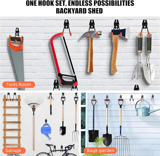 Garage Hooks, 4 Pack 7.7inch Large Square Wall Hooks - Image 3