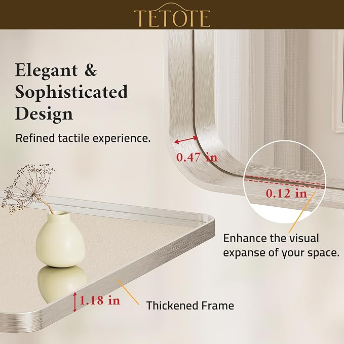 TETOTE Brushed Nickel Bathroom Mirror 30 x 36 Inch - Image 5