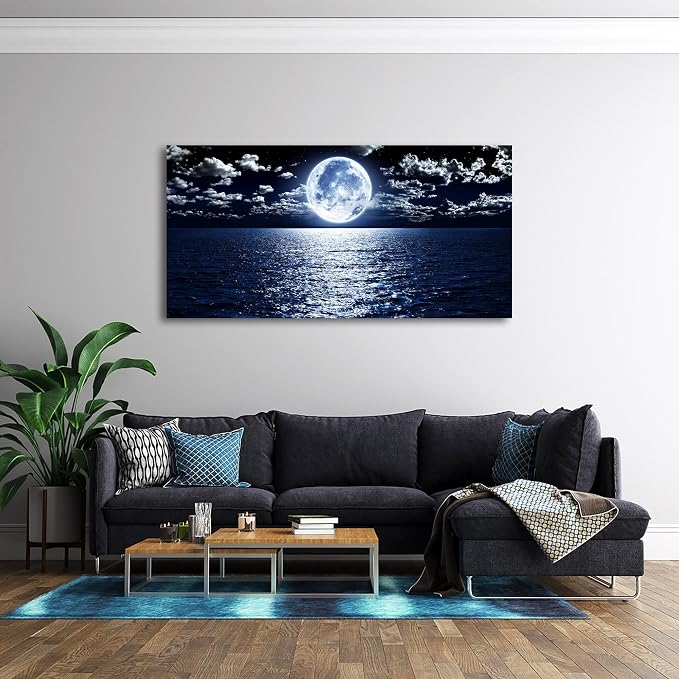 Cao Gen Decor Art S06998 Wall Art Canvas Prints Moon Sea Ocean Landscape 1 - Image 6