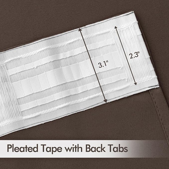 MIULEE Chocolate Brown Back Tab Blackout Curtains 108 Inch Long 2 Panels Set - Image 4