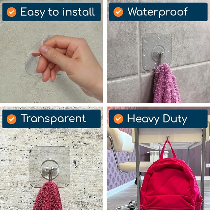 GLUIT Adhesive Wall Hooks for Hanging Heavy Duty 22 lbs Hooks for Walls No - Image 4