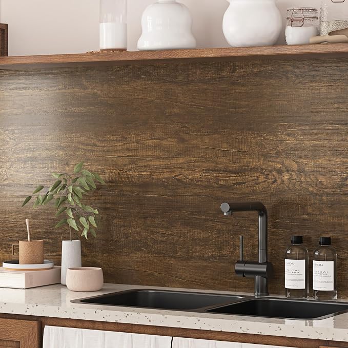 WESTICK 24"x394" Large Brown Wood Contact Paper Kitchen Countertop Peel and - Image 5