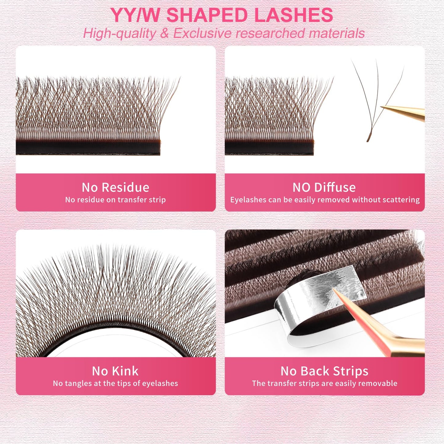 W Lash Extensions Brown 4D Eyelash Extensions W Shape 0.07mm Thickness C Curl Mix 8-15mm Premade Fans Lashes Colored Lash Extension Volume Lashes Individual Lashes(W-Brown-4D-0.07-C,8-15mm)