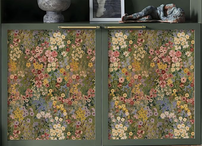 Floral Wallpaper Peel and Stick Boho Wall Paper Removable Waterproof Green - Image 6