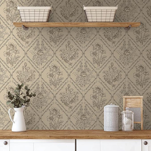 Toduso Peel and Stick Wallpaper Vintage Wall Paper Boho Contact Paper Brown by Toduso