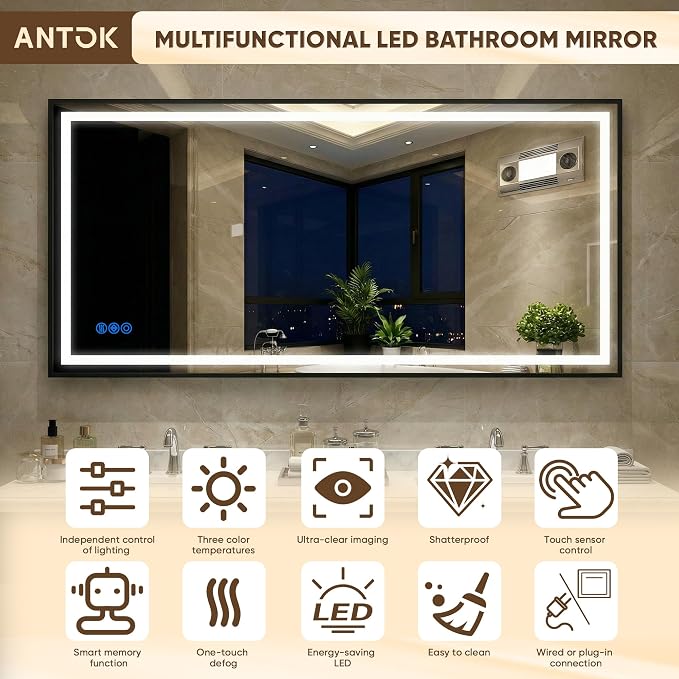 Antok 60X30 LED Bathroom Mirror - Image 8