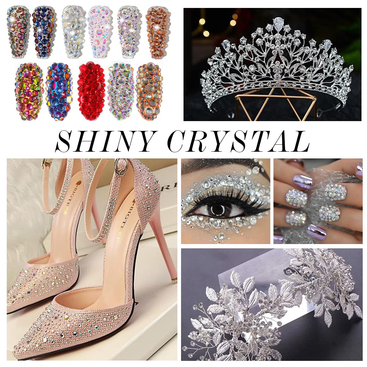 1440Pcs Silver Crystal Rhinestones,Glass Flatback Rhinestones Gemstones Small for Nail Face Makeup Art Crafts Clothes Decoration -(SS8,2.4mm,Silver)