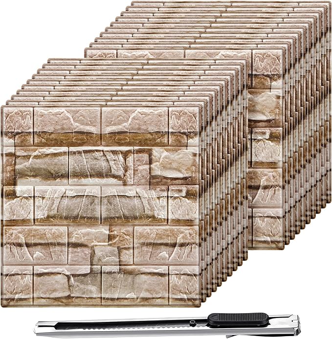 Colarr 60 Pcs 58 Sq ft 3D Wall Panels Peel and Stick Faux Foam 3D Brick by Colarr