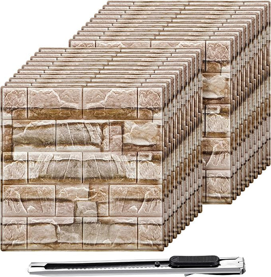 Colarr 60 Pcs 58 Sq ft 3D Wall Panels Peel and Stick Faux Foam 3D Brick by Colarr