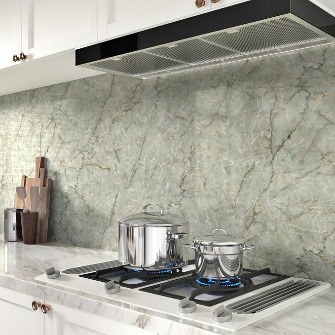 Vinyl 15.8" x 472" Green Marble Contact Paper - Image 4
