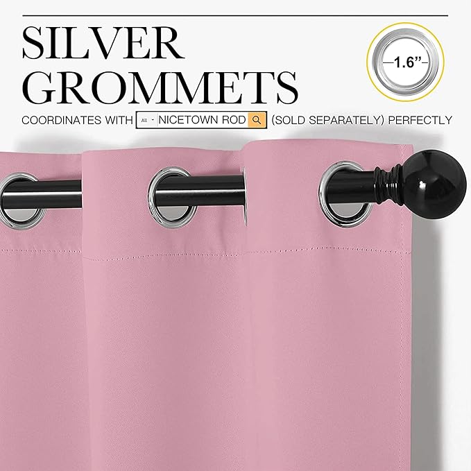 NICETOWN Window Curtain Panels, Thermal Insulated Solid Grommet Blackout - Image 2