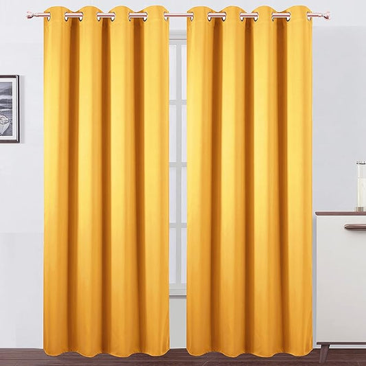 LEMOMO Yellow Thermal Blackout Curtains/52 x 84 Inch/Set of 2 Panels Room by Lemomo