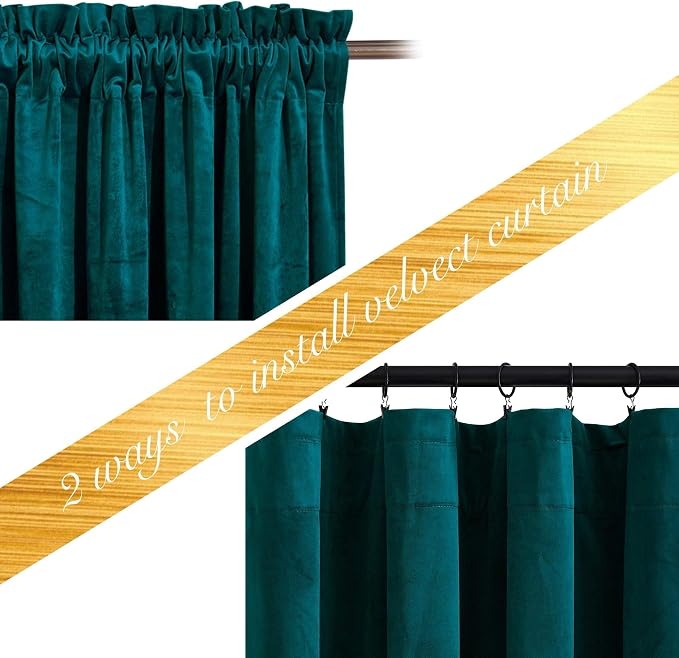 NICETOWN Teal Velvet Curtains 108 inches Long 52 Wide, Classic Heat & Light - Image 6