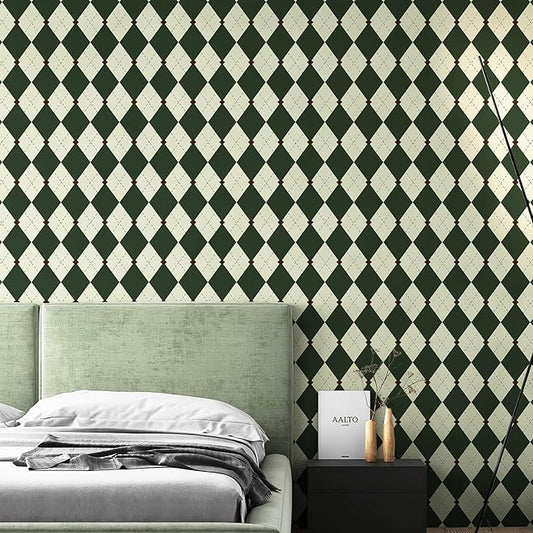 Simon&Siff Retro Peel and Stick Wallpaper Black and Green Wallpaper Vintage by SimonSiff