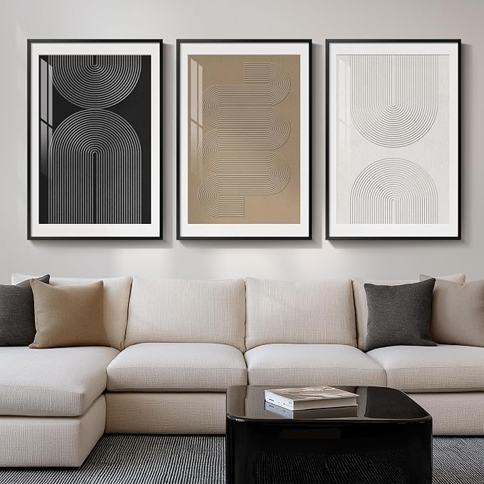 Large Framed Boho Neutral Abstract Wall Art by Cuspin