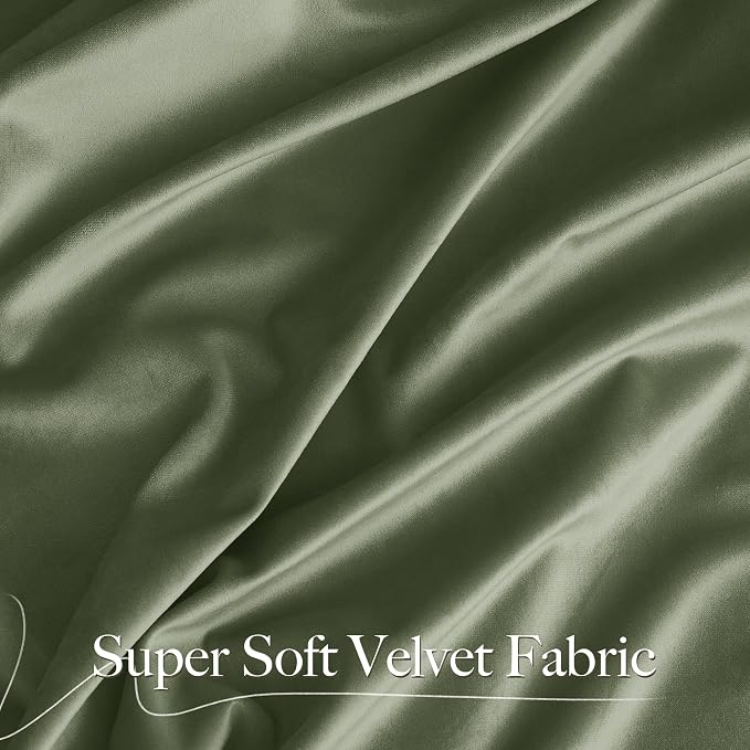 NICETOWN Sage Green Velvet Curtains & Drapes 108 inches Long 2 Panels, Elegant - Image 3