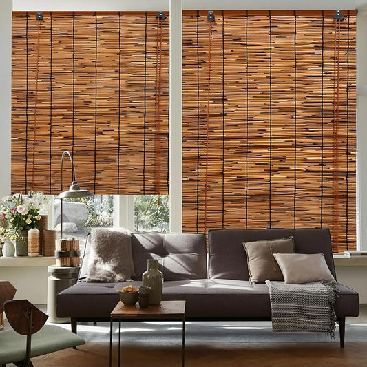 2 Pack Bamboo Reed Roll-Up Blind Shades by PAKNANO