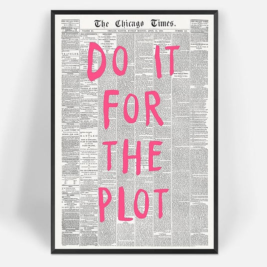 Liyark Retro Black And White Chicago Newspaper Poster Pink Trendy Preppy by Liyark