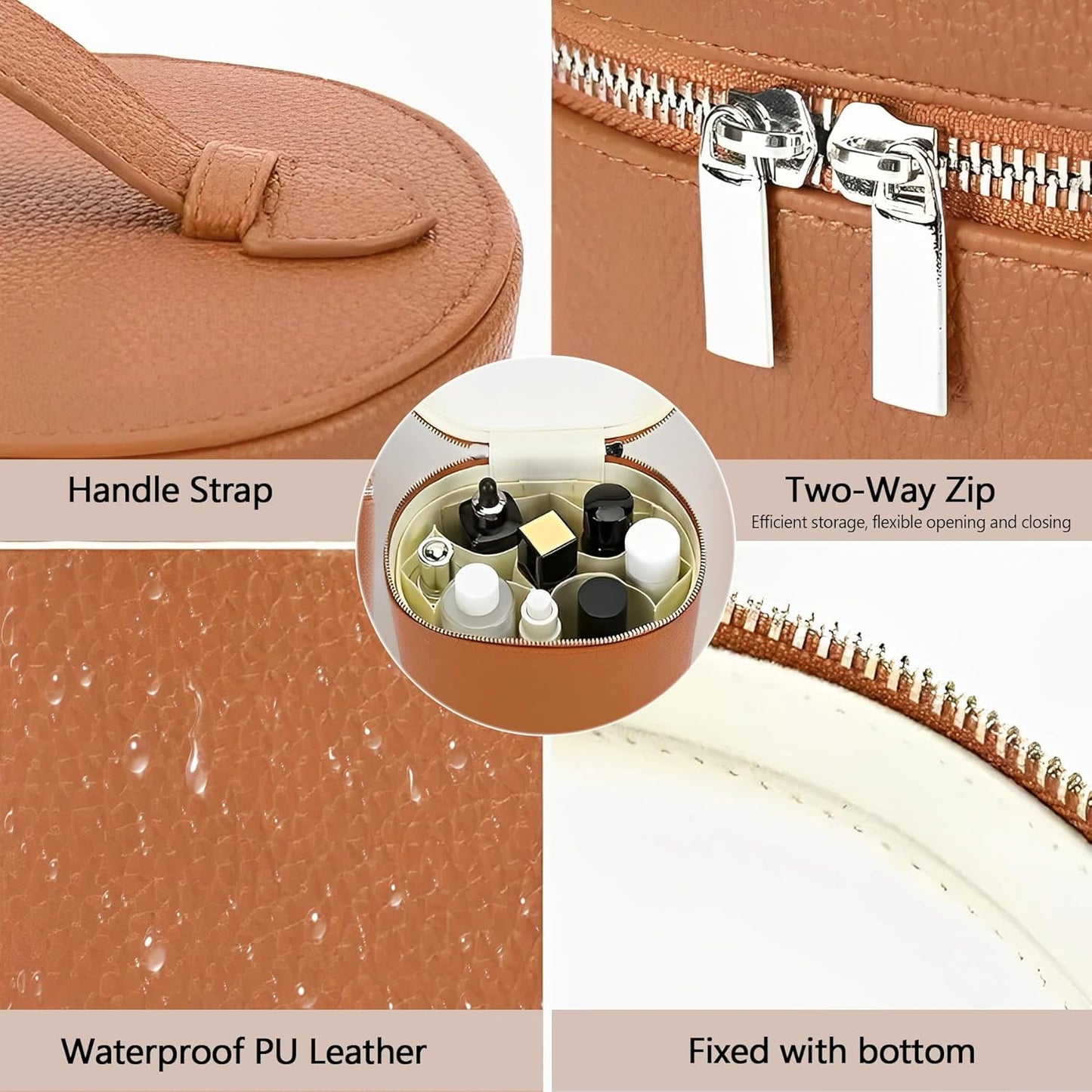 Upgrade Makeup Bag Travel Toiletry Bag Portable Cosmetic Makeup Organizer Bag Detachable Compartments (Brown-retro vibes style)