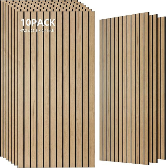 TO-TH Wood-Look Acoustic Wall Panels, 10 Pack 47.2” x 23.6” Acoustic Panels by TO-TH