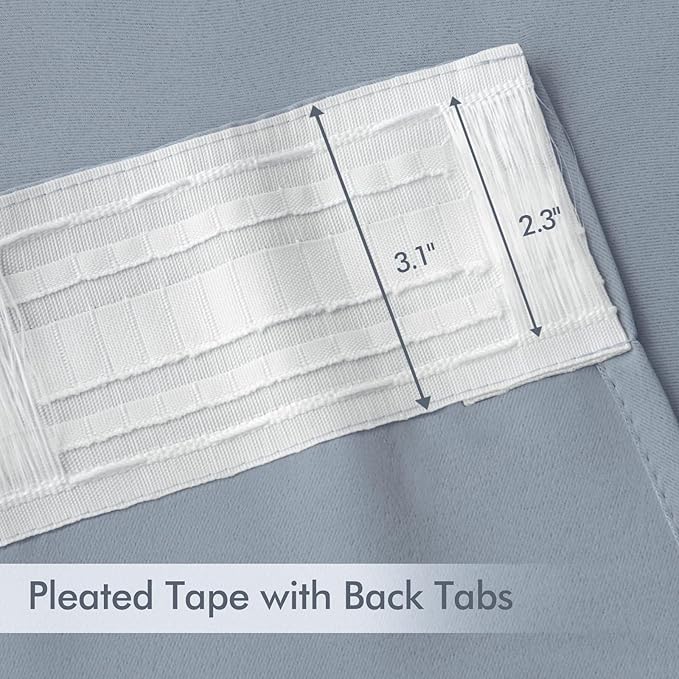 MIULEE Light Blue Back Tab Blackout Curtain 96 Inch Long 2 Panels Set - Image 4